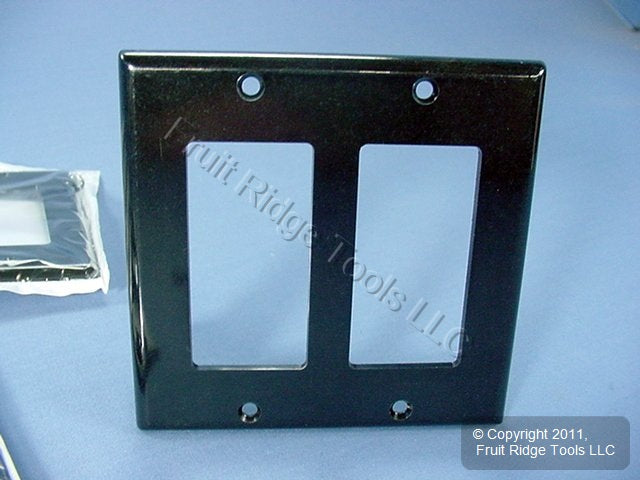 Leviton 80409-E Black 2-Gang Decora GFCI Plastic Standard Wallplate Covers 10pcs