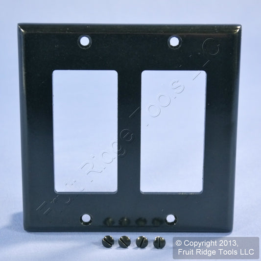 Leviton 80409-E Black 2-Gang Plastic Decora Standard GFCI GFI Wallplate Cover