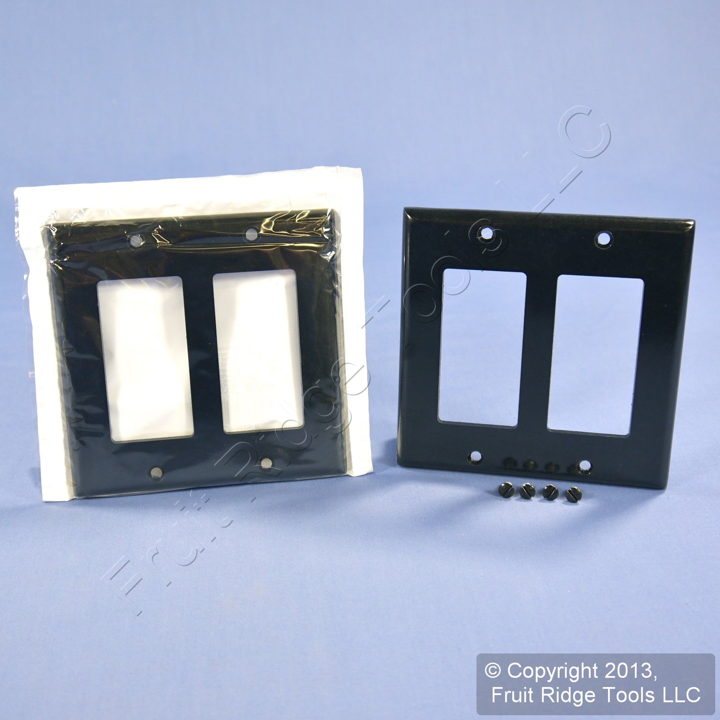 Leviton 80409-E Black 2-Gang Decora GFCI Plastic Standard Wallplate Covers 2pcs