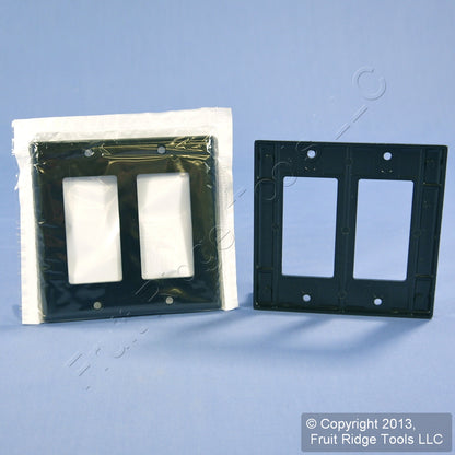 Leviton 80409-E Black 2-Gang Decora GFCI Plastic Standard Wallplate Covers 2pcs
