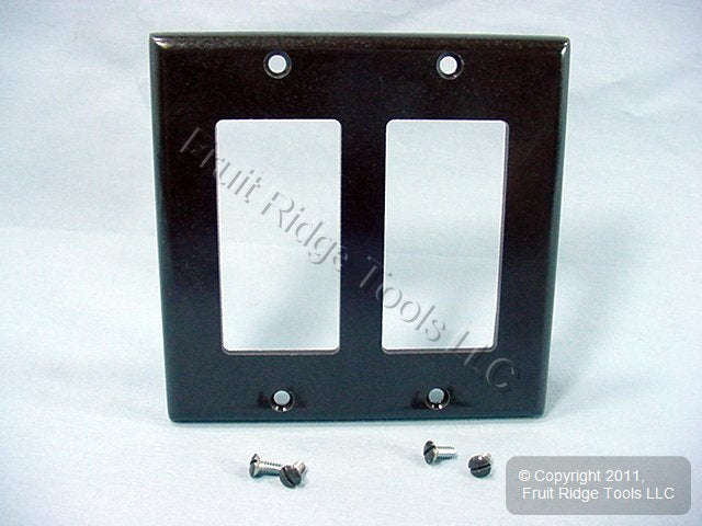 Leviton 80409 Brown 2-Gang Decora GFCI Plastic Standard Wallplate Covers 2pcs
