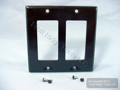 Leviton 80409 Brown 2-Gang Decora GFCI Plastic Standard Wallplate Covers 2pcs