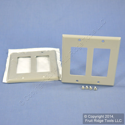 Leviton 80409-GY Gray 2-Gang Decora GFCI Plastic Standard Wallplate Covers 2pcs