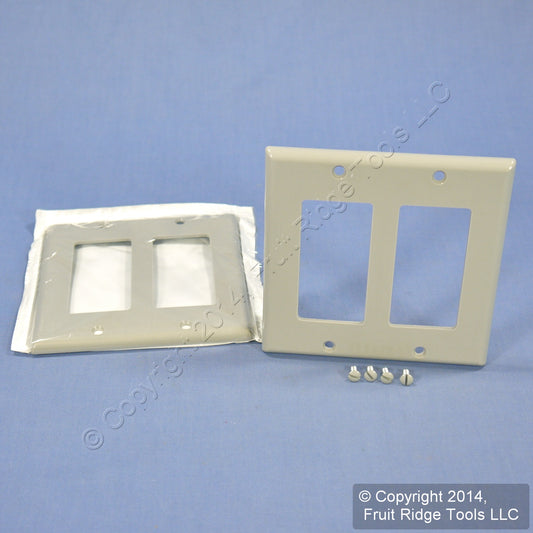 Leviton 80409-GY Gray 2-Gang Decora GFCI Plastic Standard Wallplate Covers 2pcs