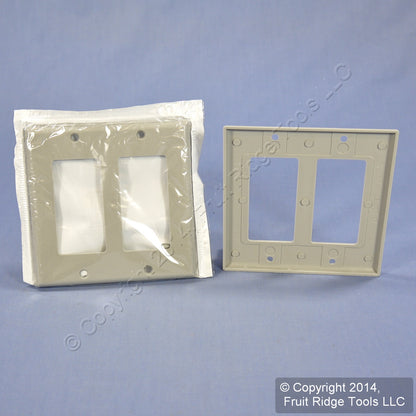 Leviton 80409-GY Gray 2-Gang Decora GFCI Plastic Standard Wallplate Covers 2pcs