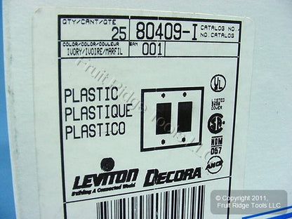 Leviton 80409-I Ivory 2-Gang Decora GFCI Plastic Standard Wallplate Covers 25pcs
