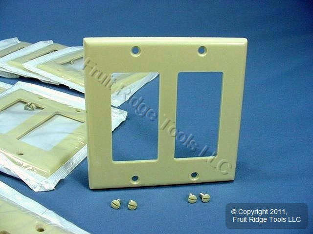Leviton 80409-I Ivory 2-Gang Decora GFCI Plastic Standard Wallplate Covers 25pcs