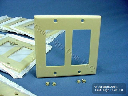Leviton 80409-I Ivory 2-Gang Decora GFCI Plastic Standard Wallplate Covers 25pcs