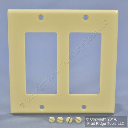 Leviton 80409-I Ivory 2-Gang Decora GFCI Plastic Standard Wallplate Covers 25pcs