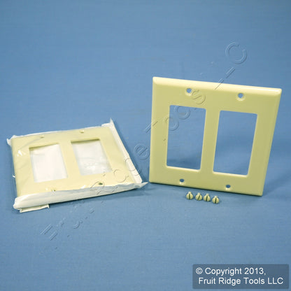 Leviton 80409-I Ivory 2-Gang Decora GFCI Plastic Standard Wallplate Covers 2pcs