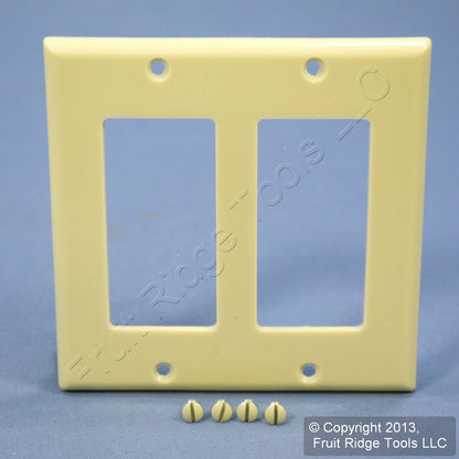 Leviton 80409-I Ivory 2-Gang Decora GFCI Plastic Standard Wallplate Covers 2pcs