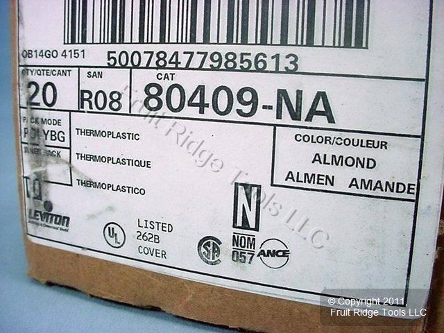 Leviton 80409-NA Almond 2-Gang Decora Unbreakable Nylon Wallplate Cover 20pcs