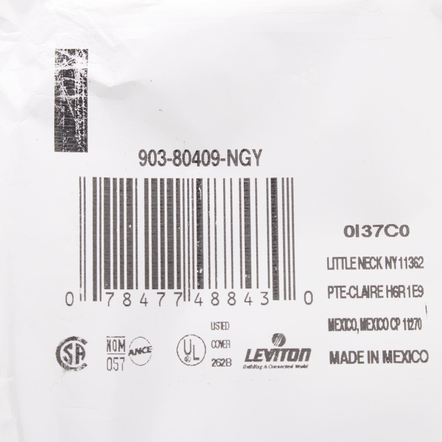 Leviton 80409-NGY Gray 2-Gang Decora Unbreakable Nylon Standard Wallplate Cover