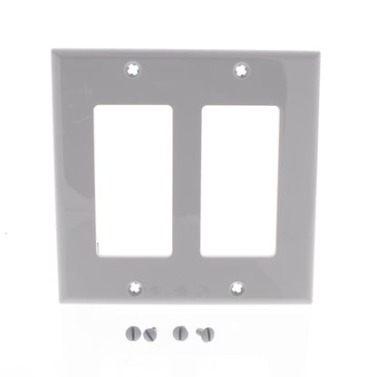 Leviton 80409-NGY Gray 2-Gang Decora Unbreakable Nylon Standard Wallplate Cover