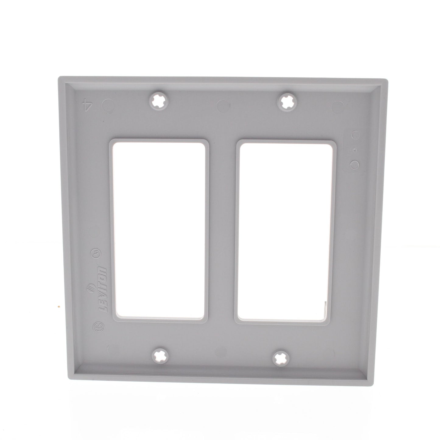 Leviton 80409-NGY Gray 2-Gang Decora Unbreakable Nylon Standard Wallplate Cover