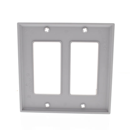Leviton 80409-NGY Gray 2-Gang Decora Unbreakable Nylon Standard Wallplate Cover