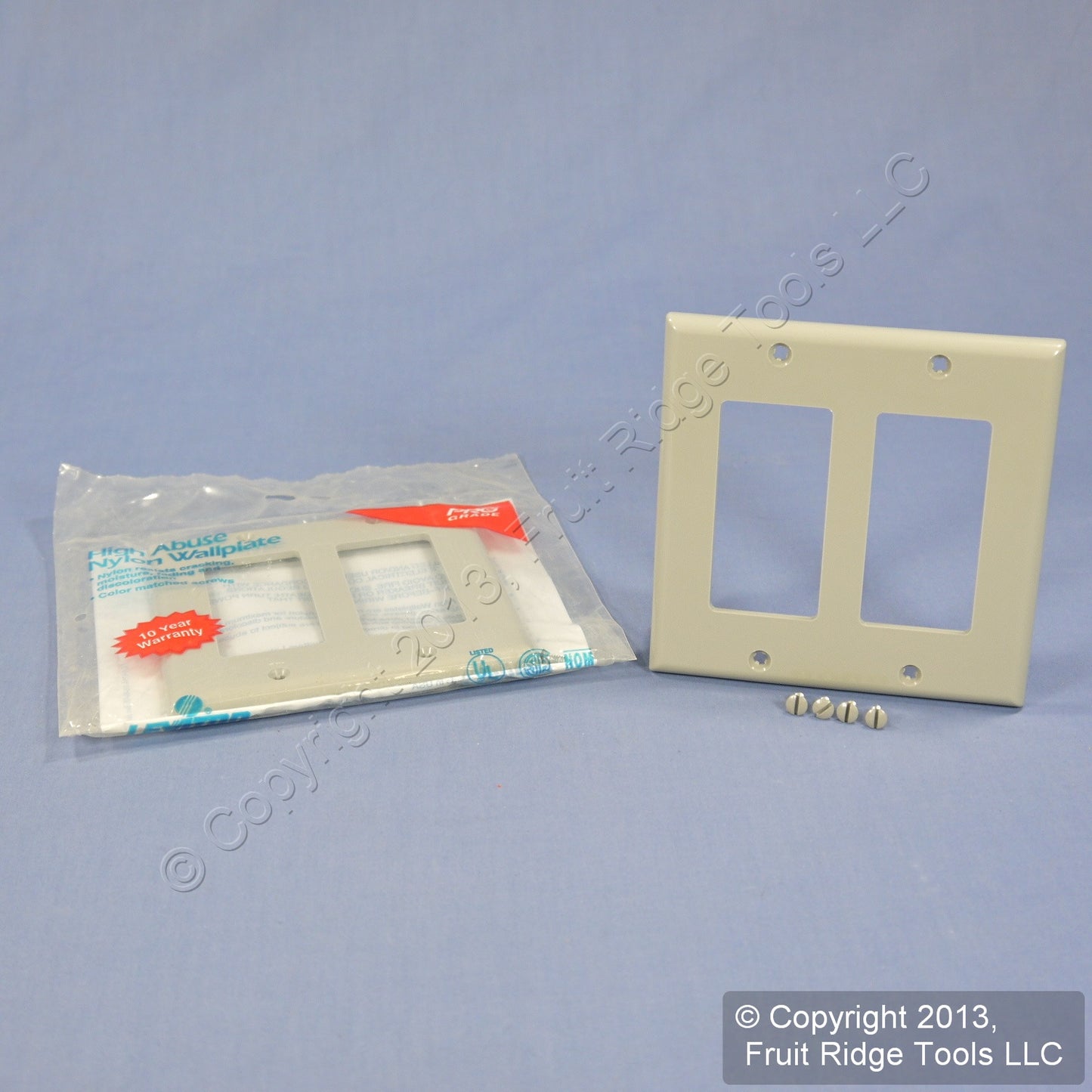 Leviton 80409-NGY Gray 2-Gang Decora GFCI Unbreakable Nylon Wallplate Cover 2pcs