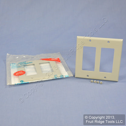 Leviton 80409-NGY Gray 2-Gang Decora GFCI Unbreakable Nylon Wallplate Cover 2pcs