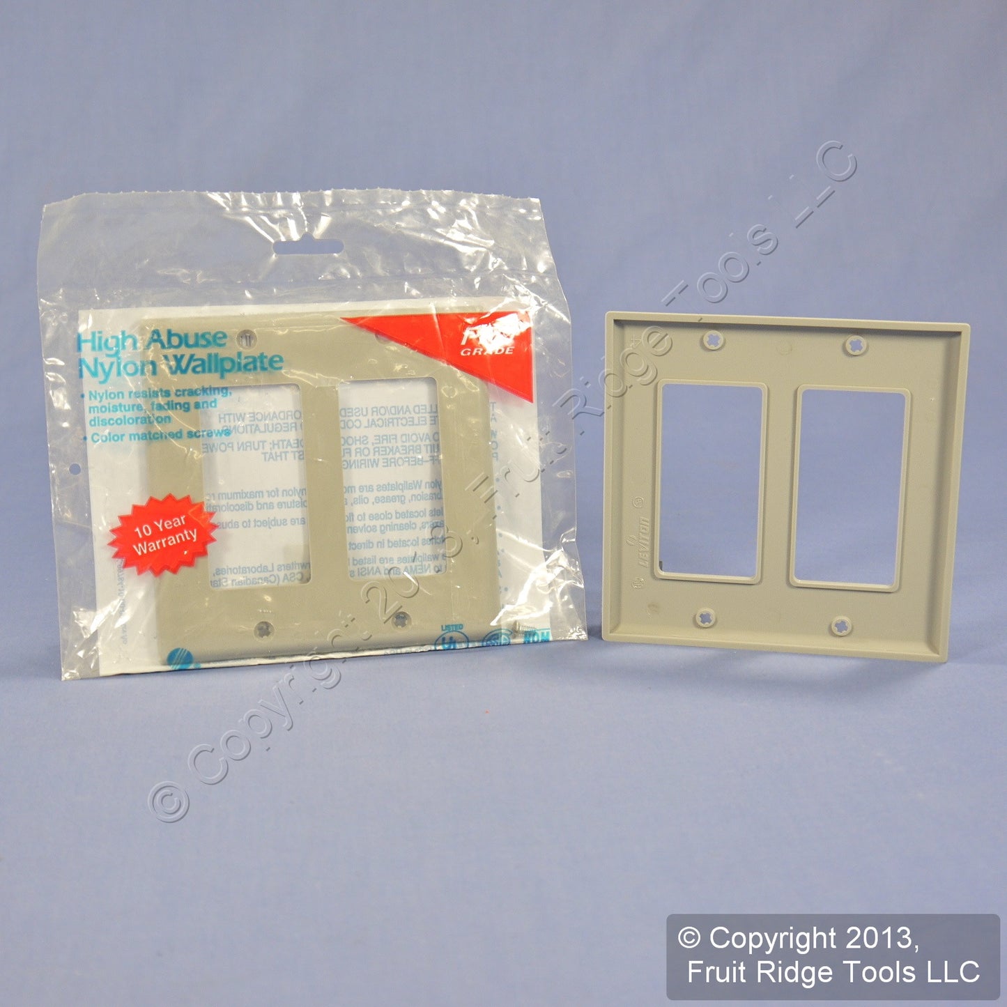 Leviton 80409-NGY Gray 2-Gang Decora GFCI Unbreakable Nylon Wallplate Cover 2pcs