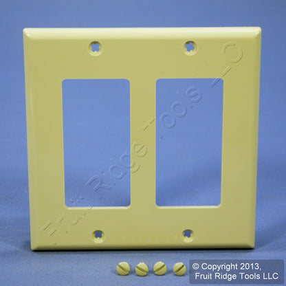 Leviton 80409-NI Ivory 2-Gang Decora Unbreakable Nylon Standard Wallplate Cover