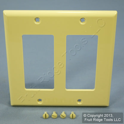 Leviton 80409-NI Ivory 2-Gang Decora GFCI Unbreakable Nylon Wallplate Cover 2pcs