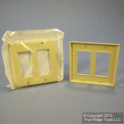 Leviton 80409-NI Ivory 2-Gang Decora GFCI Unbreakable Nylon Wallplate Cover 2pcs