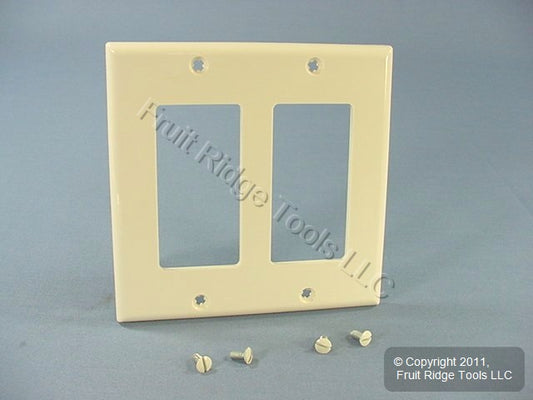 Leviton 80409-NT Light Almond 2-Gang Decora Unbreakable Nylon Wallplate Cover