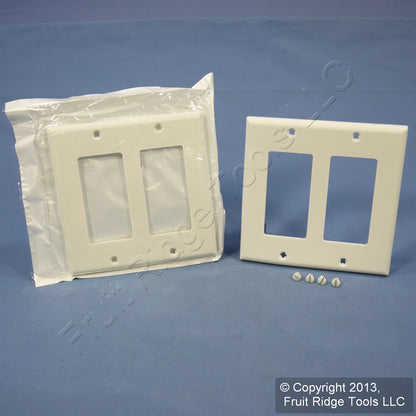 Leviton 80409-NW White 2-Gang Decora GFCI Unbreakable Nylon Wallplate Cover 2pcs