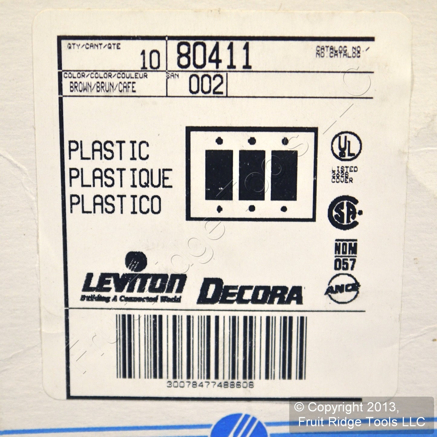 10 Leviton Residential Grade Brown Decora 3-Gang Wallplate Gfci Gfi Covers 80411