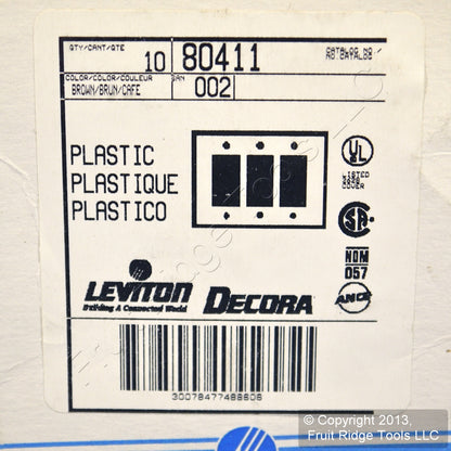 10 Leviton Residential Grade Brown Decora 3-Gang Wallplate Gfci Gfi Covers 80411