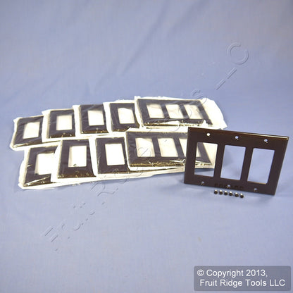 10 Leviton Residential Grade Brown Decora 3-Gang Wallplate Gfci Gfi Covers 80411