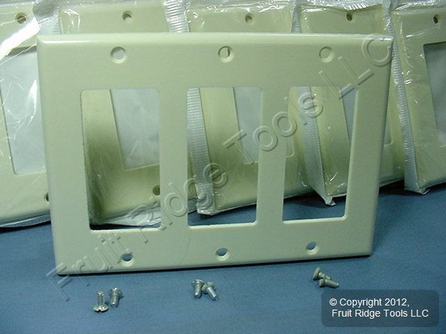 Leviton 80411-A Almond Decora 3-Gang Flush Thermoset Wallplate Gfci Covers 50pcs