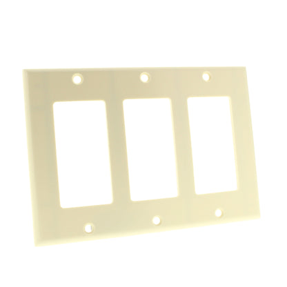 Leviton 80411-A Almond 3-Gang Decora GFCI GFI Plastic Standard Wallplate Cover