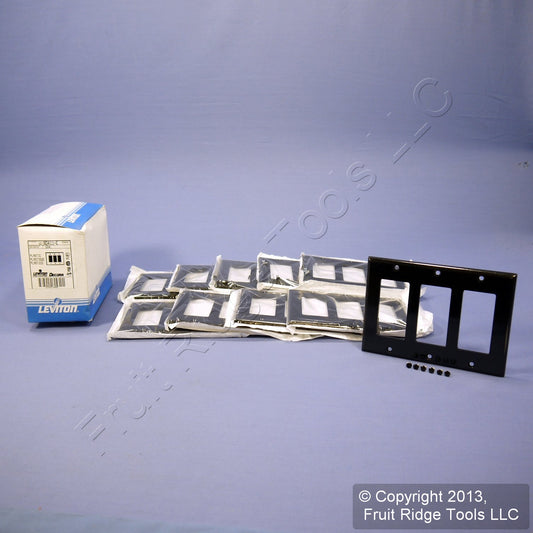 Leviton 80411-E Black 3-Gang Decora GFCI Standard Plastic Wallplate Covers 10pcs
