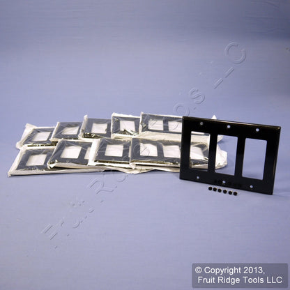 Leviton 80411-E Black 3-Gang Decora GFCI Standard Plastic Wallplate Covers 10pcs