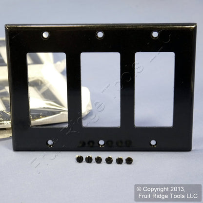 Leviton 80411-E Black 3-Gang Decora GFCI Standard Plastic Wallplate Covers 10pcs