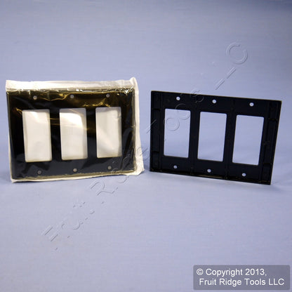 Leviton 80411-E Black 3-Gang Decora GFCI Standard Plastic Wallplate Covers 10pcs