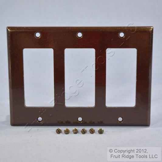 Leviton Brown Decora Standard 3-Gang Wallplate Gfci Gfi Plastic Cover 80411