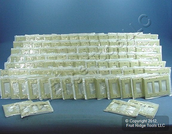 Leviton 80411-I Ivory Decora 3-Gang Wallplates GFCI Thermoset Cover 100-Pack