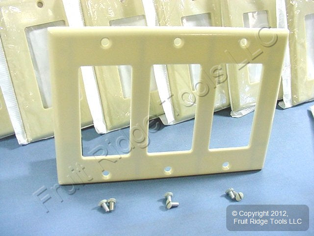 Leviton 80411-I Ivory Decora 3-Gang Wallplates GFCI Thermoset Cover 100-Pack