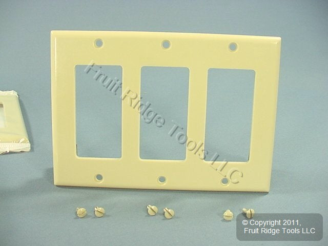 Leviton 80411-I Ivory 3-Gang Decora GFCI Standard Plastic Wallplate Covers 10pcs