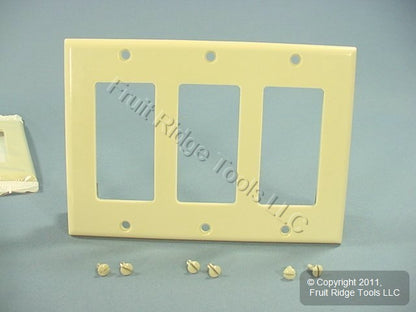 Leviton 80411-I Ivory 3-Gang Decora GFCI Standard Plastic Wallplate Covers 10pcs
