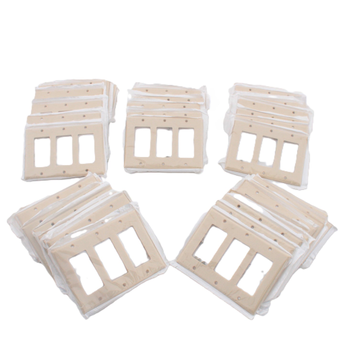 Leviton 80411-I Ivory 3-Gang Decora GFCI Plastic Standard Wallplate Covers 50pcs