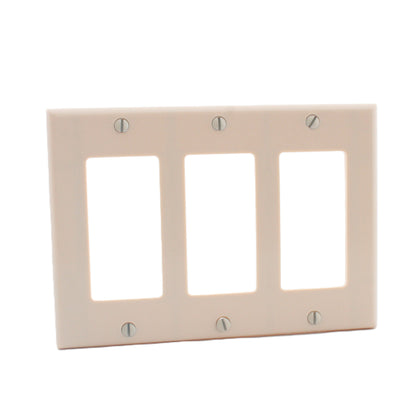 Leviton 80411-I Ivory 3-Gang Decora GFCI Plastic Standard Wallplate Covers 50pcs