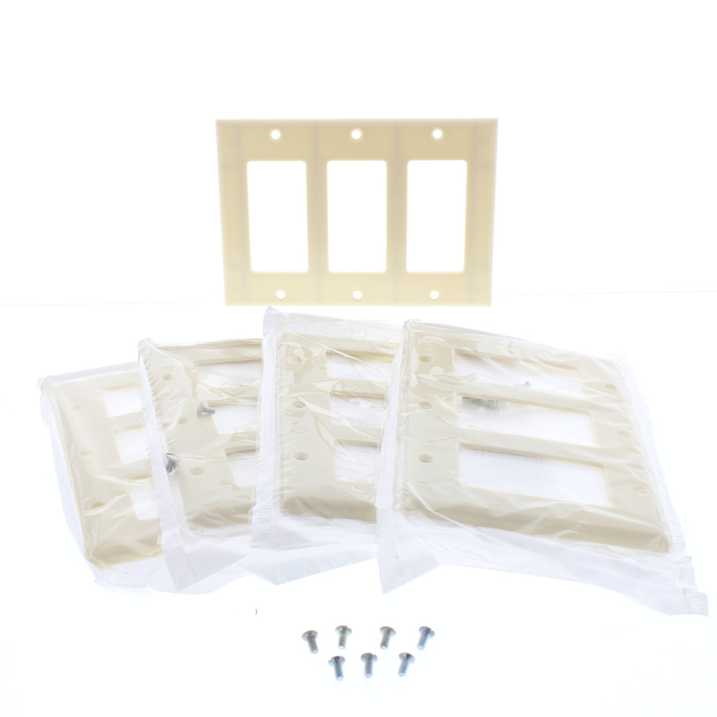 Leviton 80411-I Ivory 3-Gang Decora GFCI Plastic Standard Wallplate Covers 5pcs