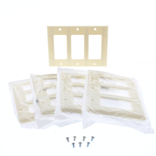 Leviton 80411-I Ivory 3-Gang Decora GFCI Plastic Standard Wallplate Covers 5pcs