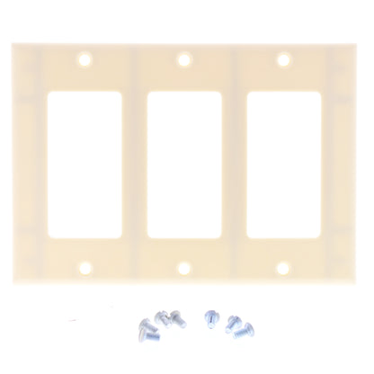 Leviton 80411-I Ivory 3-Gang Decora GFCI Plastic Standard Wallplate Covers 5pcs