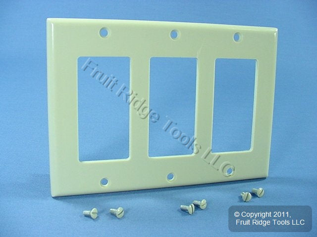 Leviton 80411-I Ivory 3-Gang Decora GFCI GFI Plastic Standard Wallplate Cover