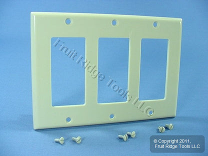 Leviton 80411-I Ivory 3-Gang Decora GFCI GFI Plastic Standard Wallplate Cover