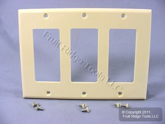 Leviton 80411-NA Almond 3-Gang Decora Unbreakable Nylon Standard Wallplate Cover